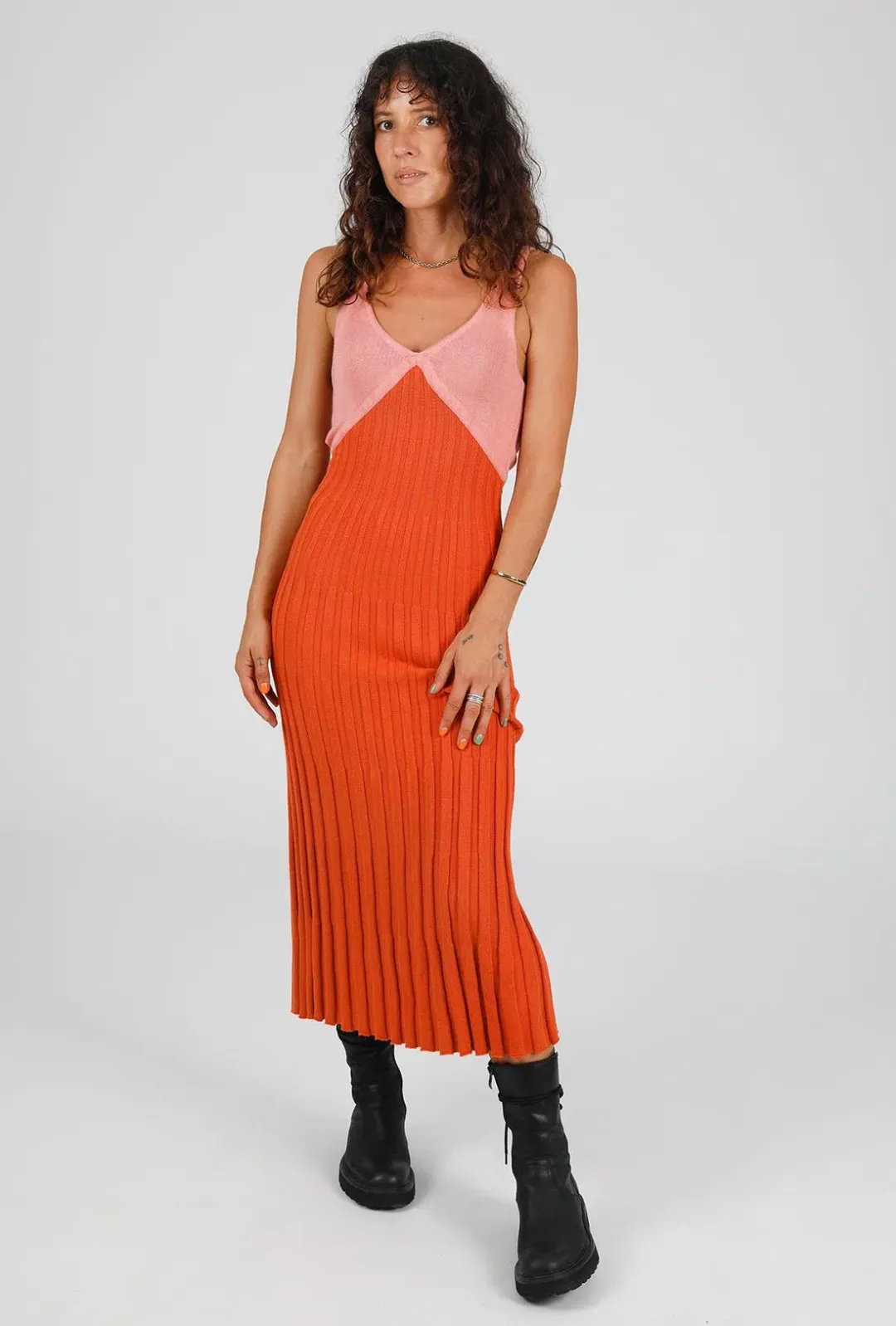 Andean Collective Tamika Dress Coral Block Size XS / AU 6 for rent on The Volte - main image