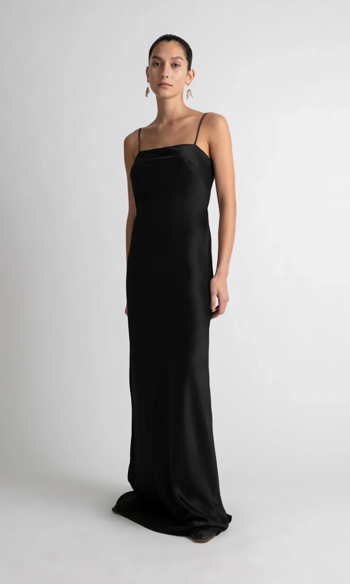 Camilla and Marc Miranda Square Neck Satin Maxi Dress Black Size 6 - Image 1
