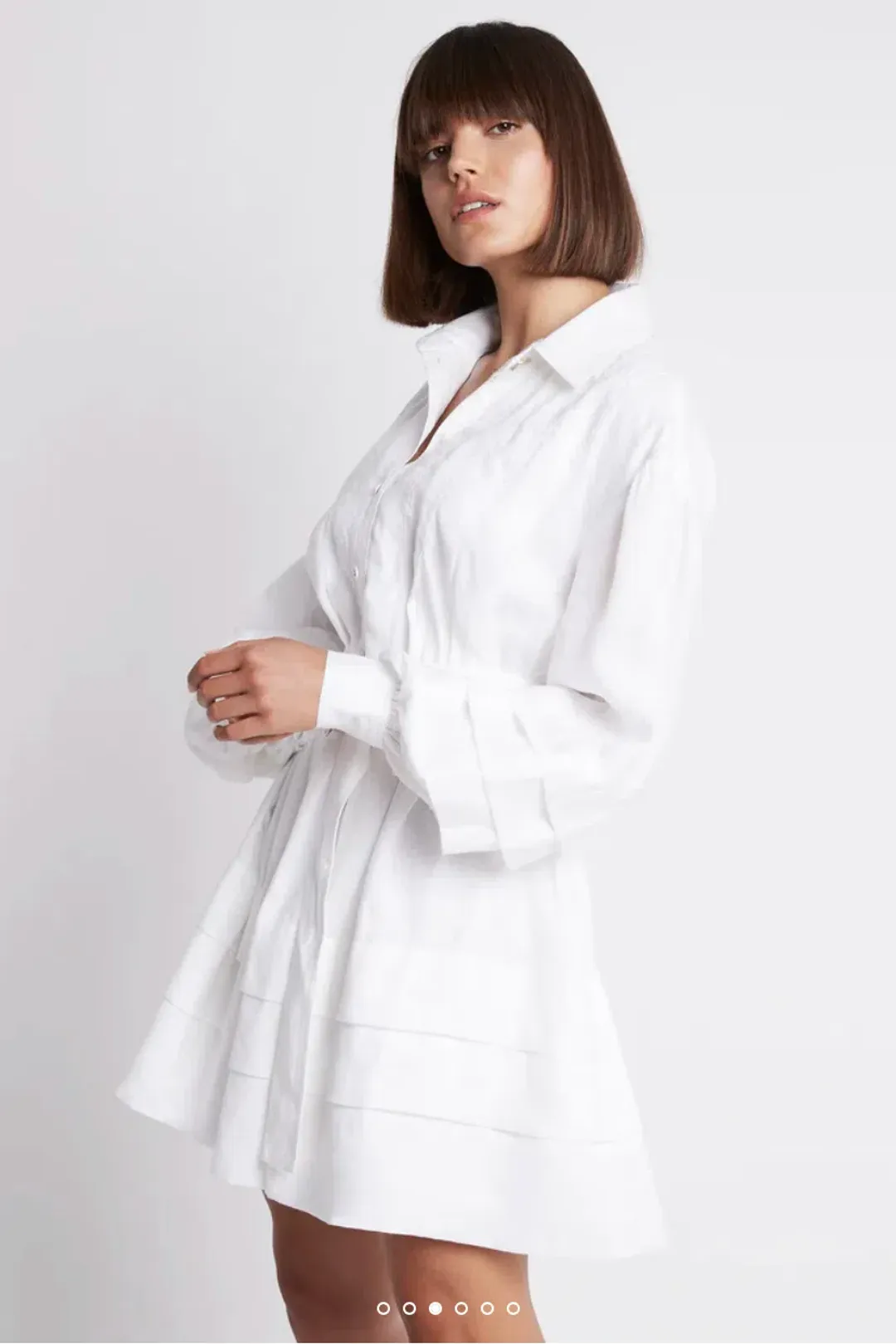 Aje Recurrence Belted Smock Dress White Size 10 / M for rent on The Volte - main image