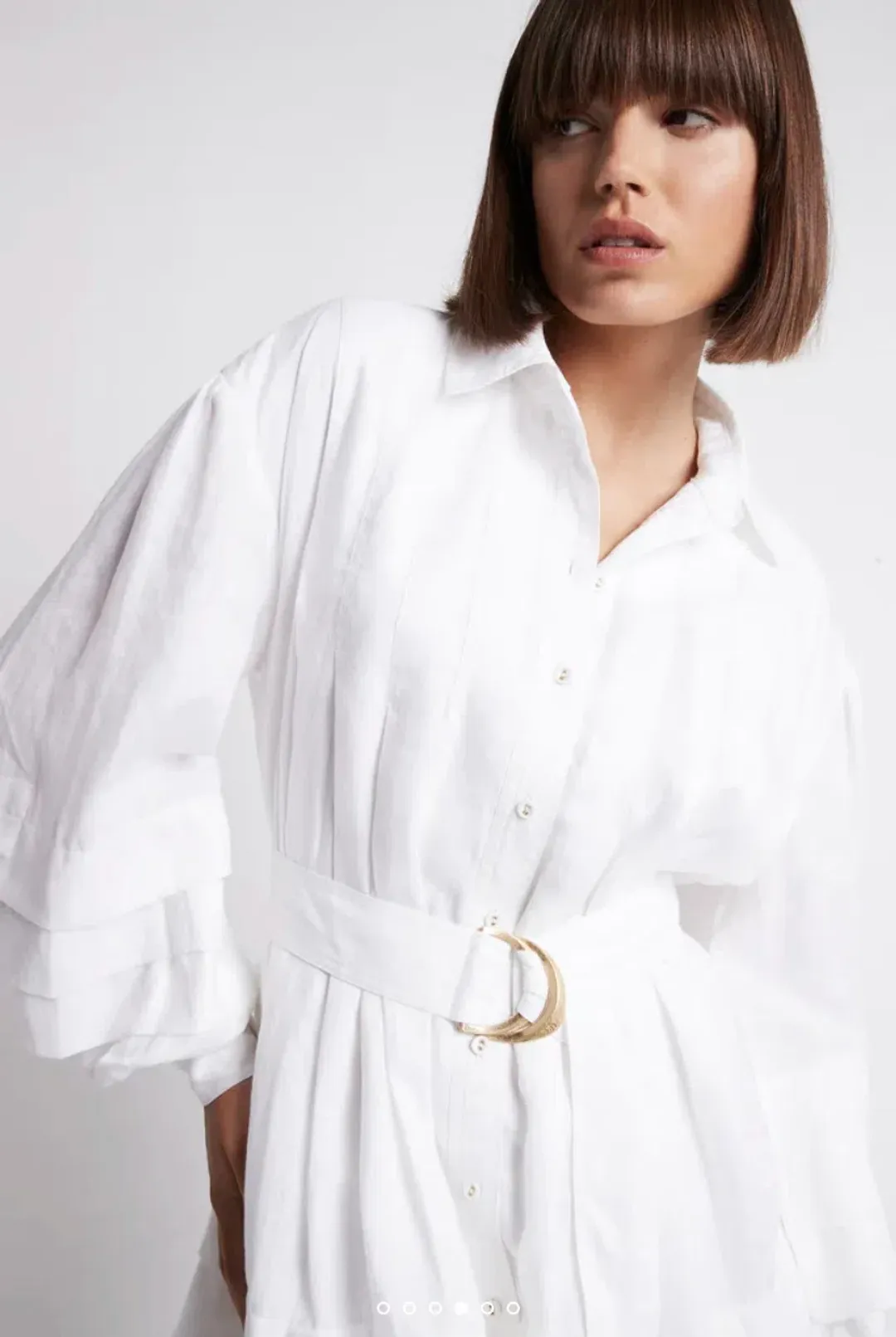 Aje Recurrence Belted Smock Dress White Size 10 / M for rent on The Volte - main image