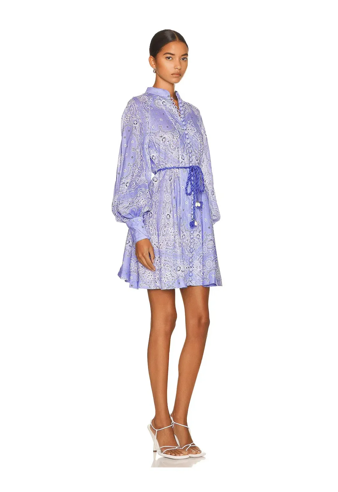 Zimmerman Violet Button Up Mini Dress in Cornflower Bandana Print Size 1 / Au 10 for rent on The Volte - main image