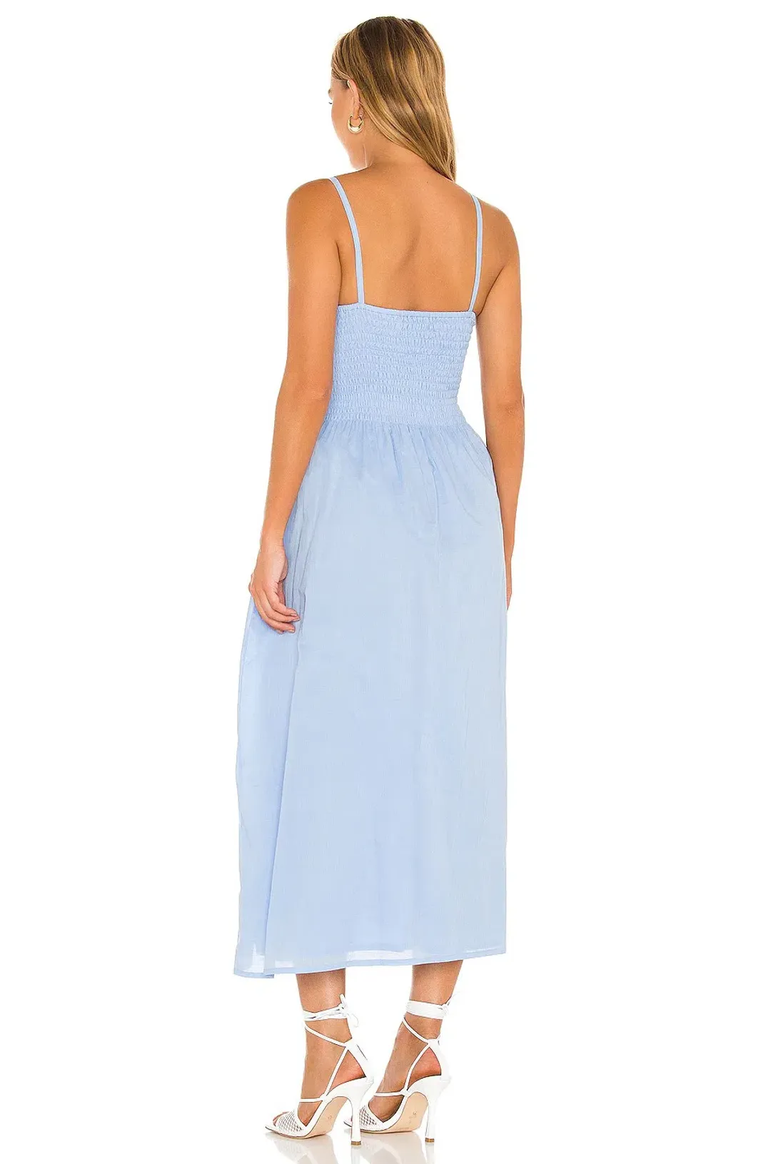 Faithfull the Brand Nolie Midi Dress Sky Blue Size 10 for rent on The Volte - main image