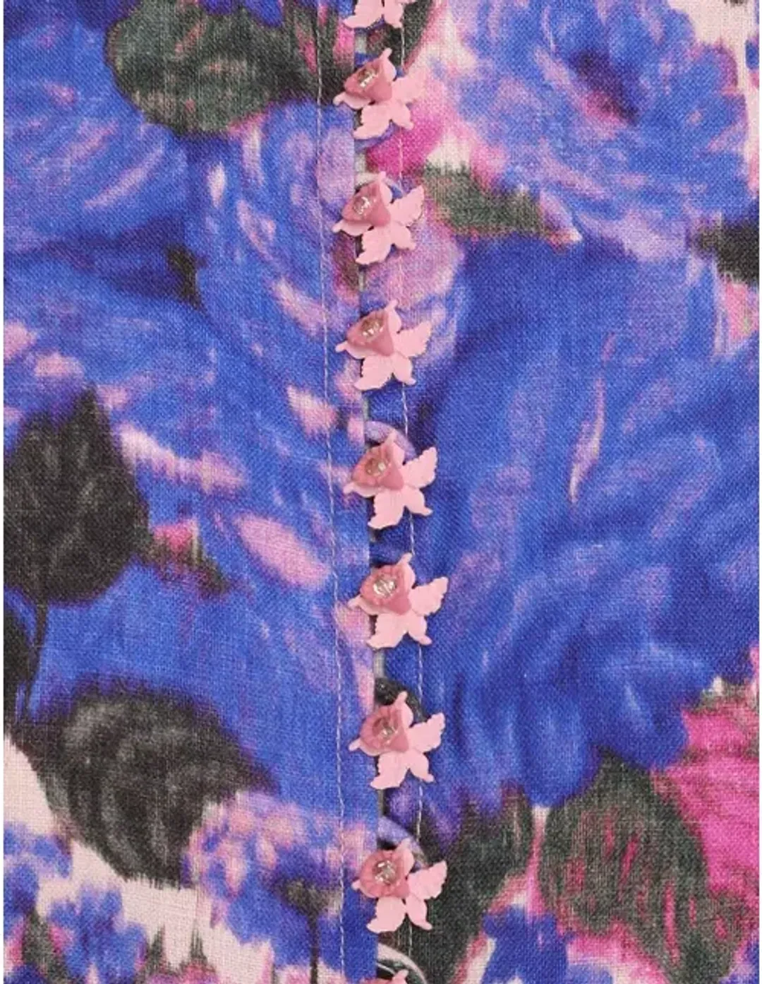 Zimmermann High Tide Buttoned Midi Dress Purple Ikat Floral Size 4 / Au 16 for rent on The Volte - main image