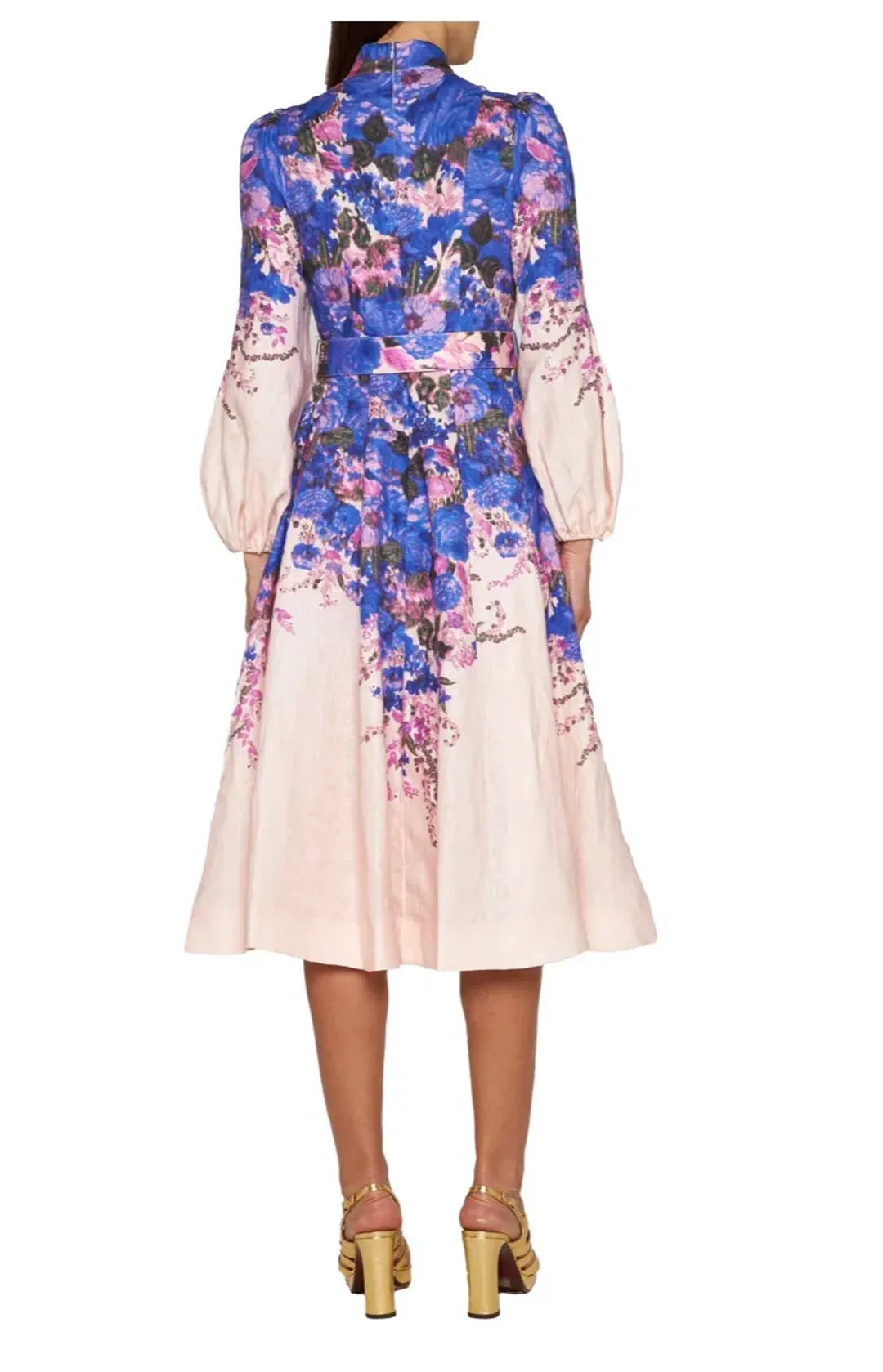 Zimmermann High Tide Buttoned Midi Dress Purple Ikat Floral Size 4 / Au 16 for rent on The Volte - main image