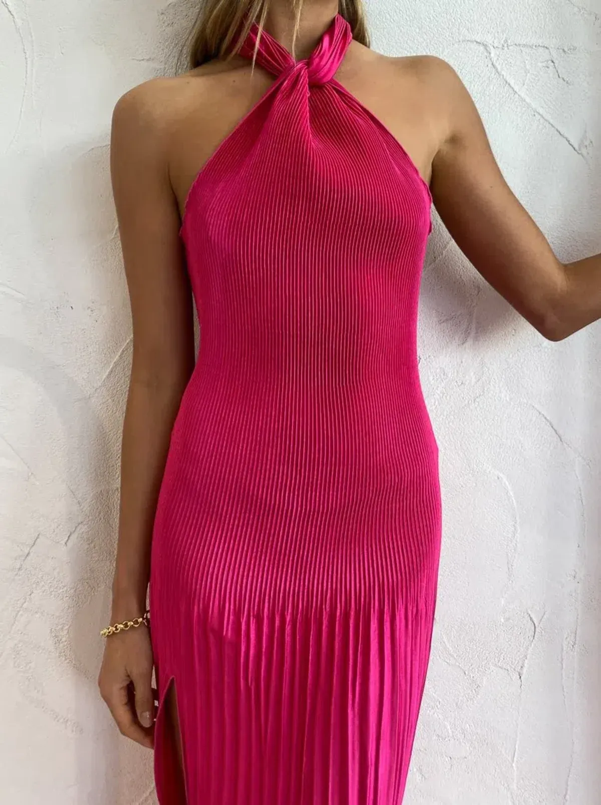 L'idee Soiree Pleated Halter Gown Cherry Size AU 12 - Image 3