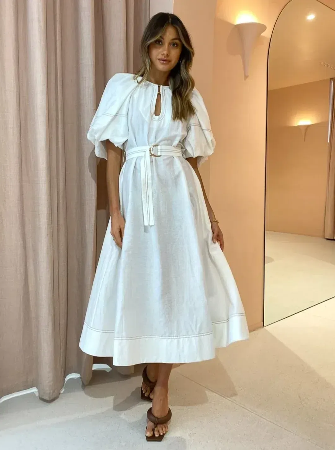 Acler Harlow Dress in Ivory Size 14 for rent on The Volte - main image