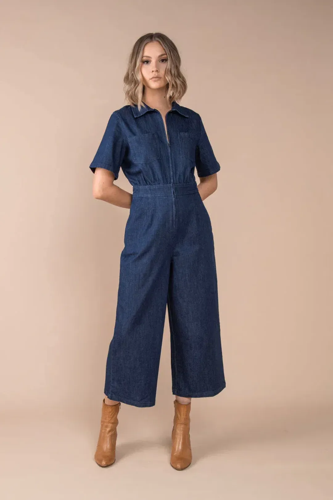 Frock Me Out Denim Freestyler Jumpsuit Dark Indigo Size 18 for rent on The Volte - main image