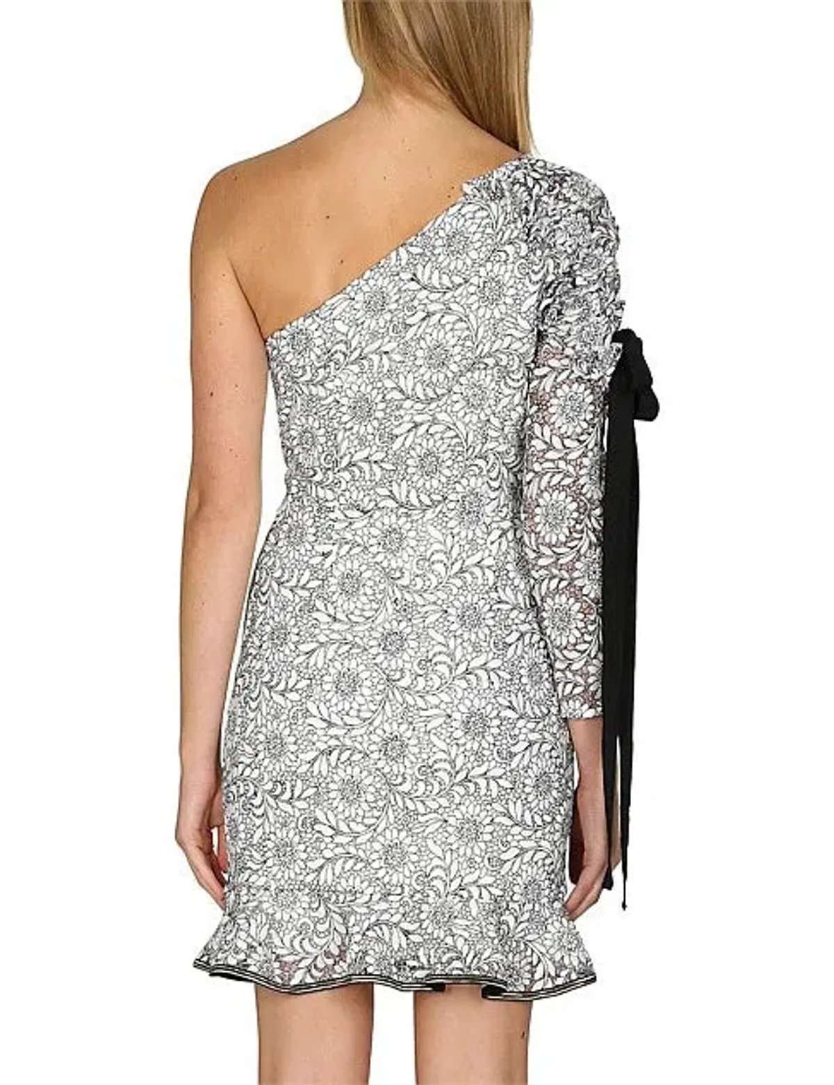 Rebecca Vallance Sophia One Shoulder Dress White Floral Size 8 - Image 4