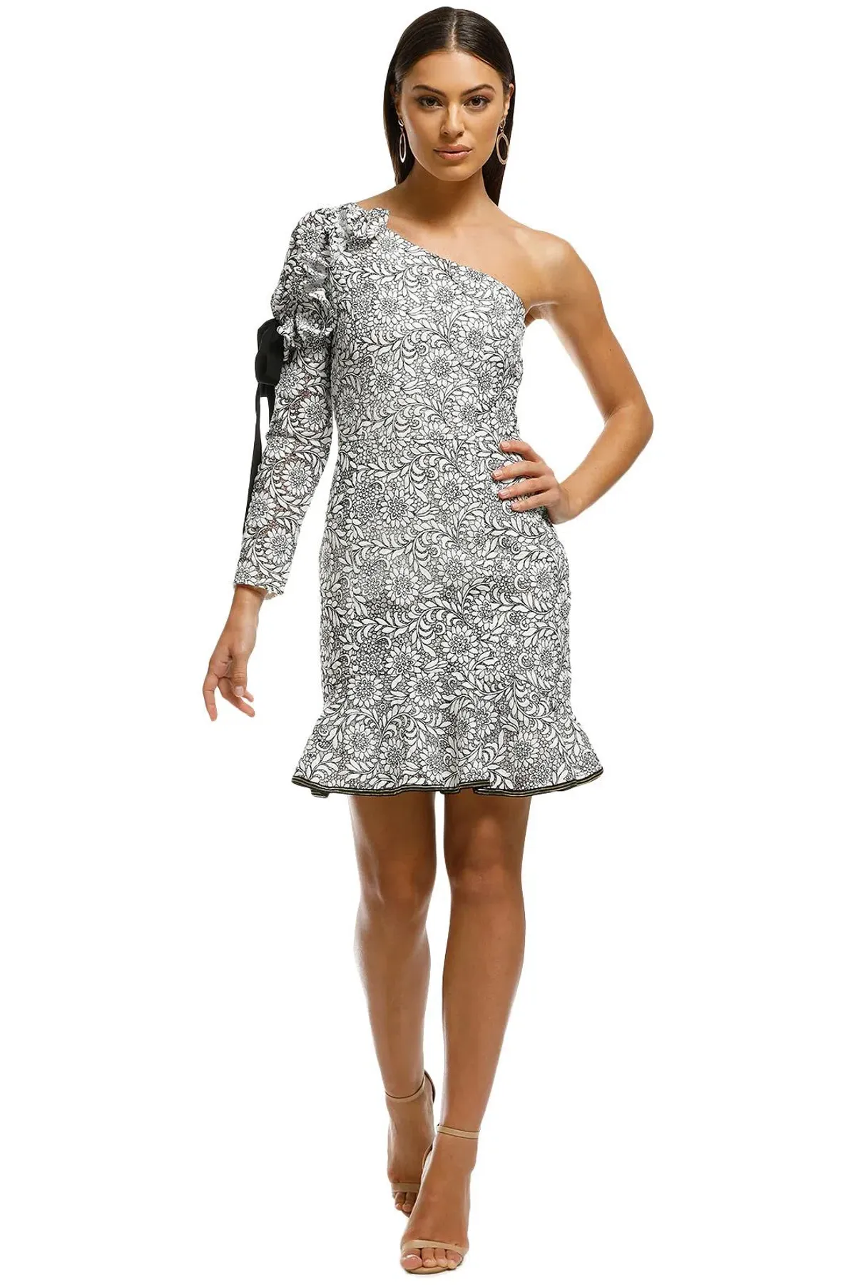 Rebecca Vallance Sophia One Shoulder Dress White Floral Size 8 - Image 1