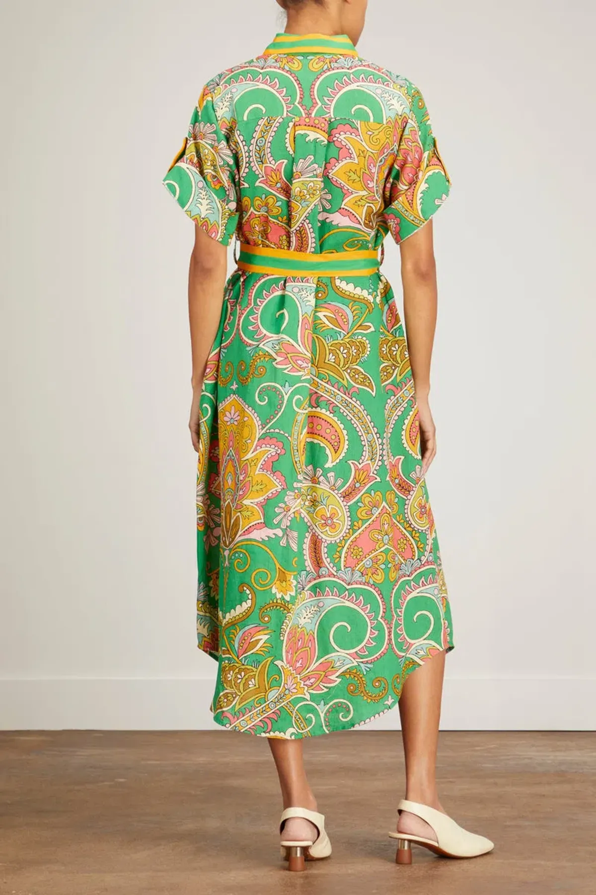 Alemais Marion Shirtdress Green Print Size 10 - Image 4