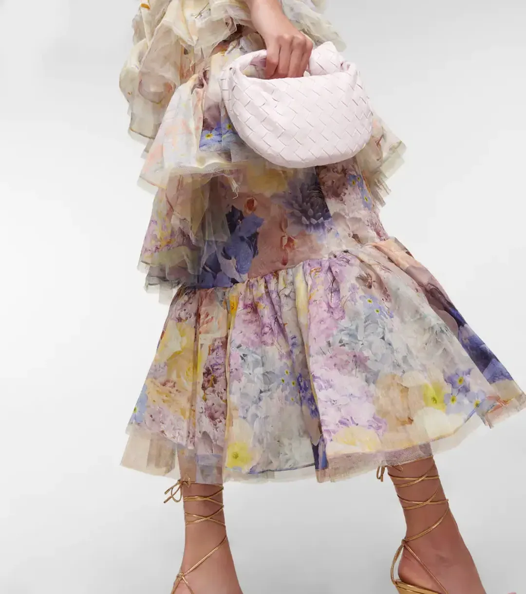 Zimmerman Rhythmic Asymmetric Organza Midi Dress Floral Size 1/Au 10 for rent on The Volte - main image