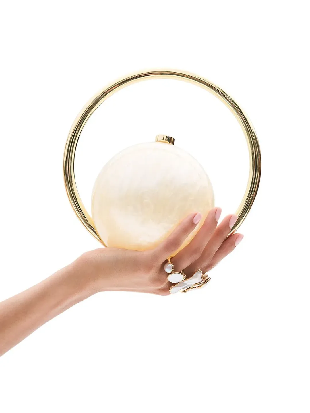 CULT GAIA Mina Top Handle Bag Pearl/Gold for rent on The Volte - main image