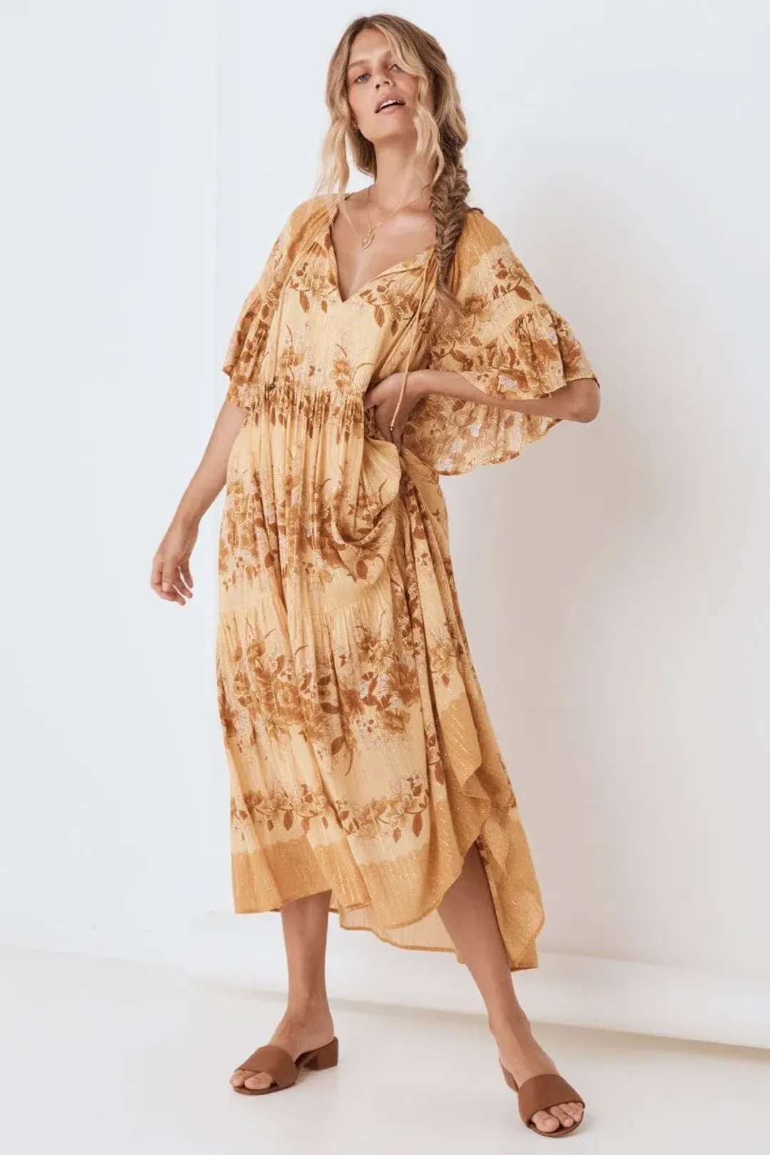 Spell & The Gypsy Coco Lei Mumu Dress Caramel Size S for rent on The Volte - main image