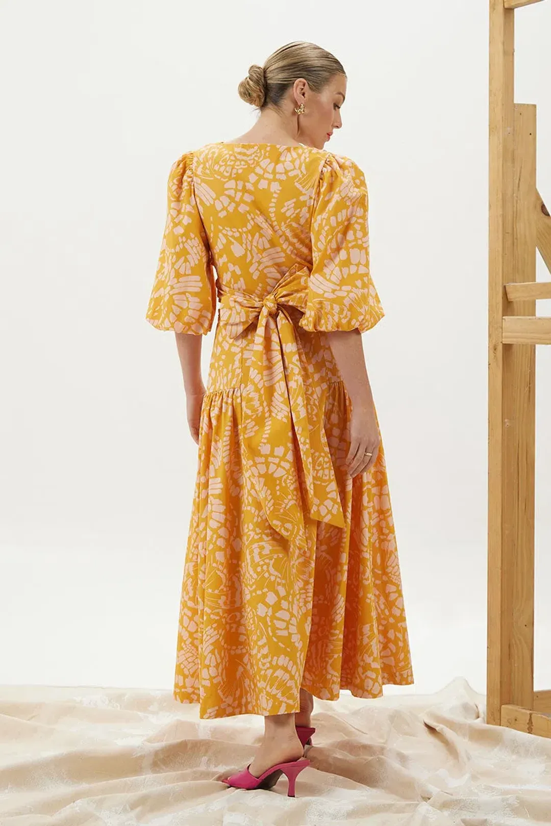 Mon Renn Monarch Dress Yellow Floral Size 8 for rent on The Volte - main image