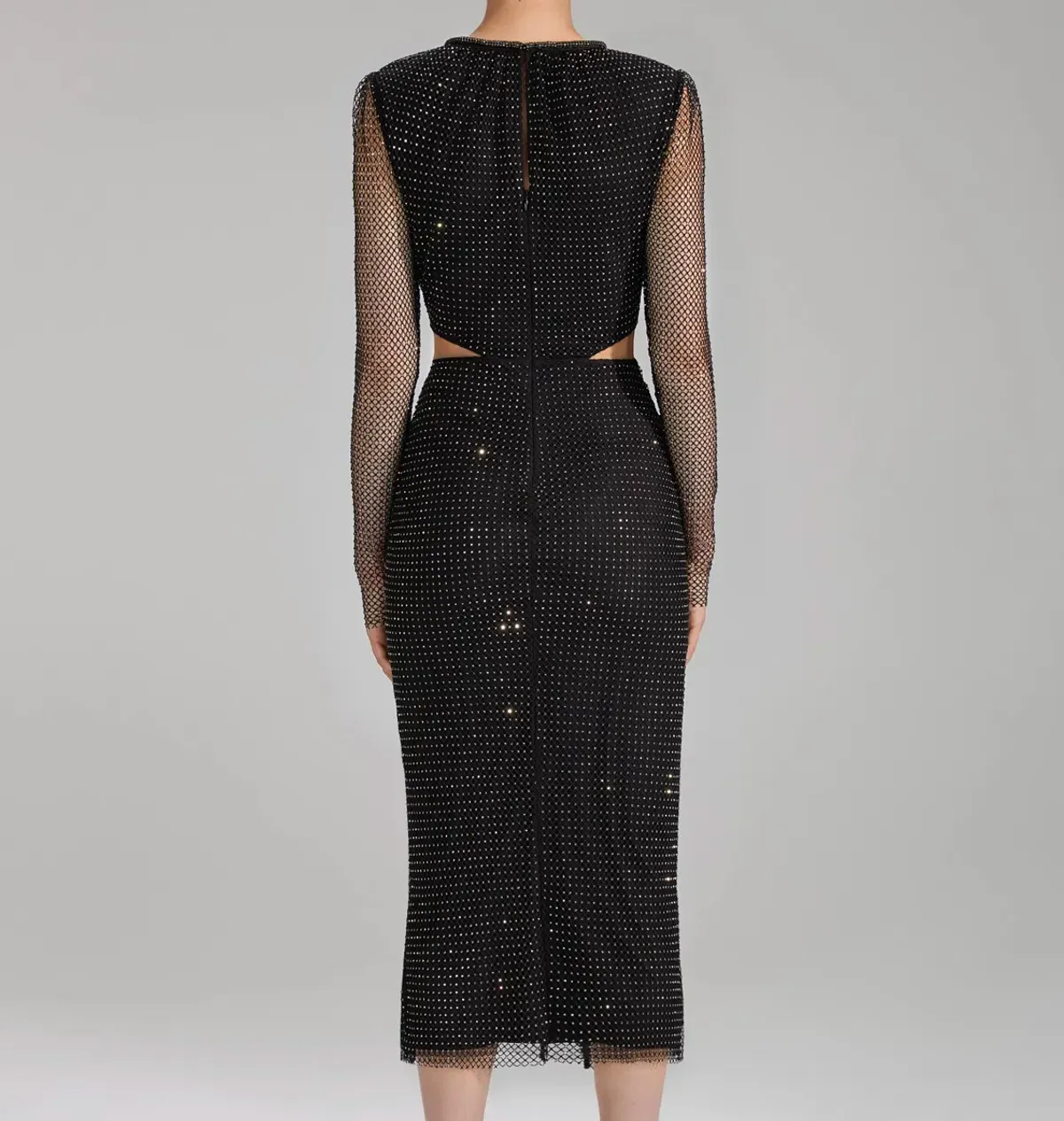 Self portrait  Diamanté Fishnet Midi Dress Black Size 12 - Image 3