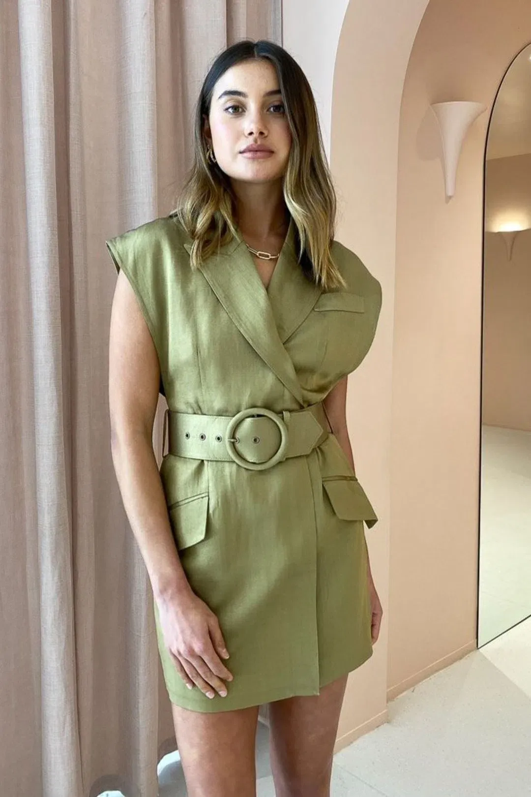 Shona Joy Bonita Dress Khaki Size 6 for rent on The Volte - main image