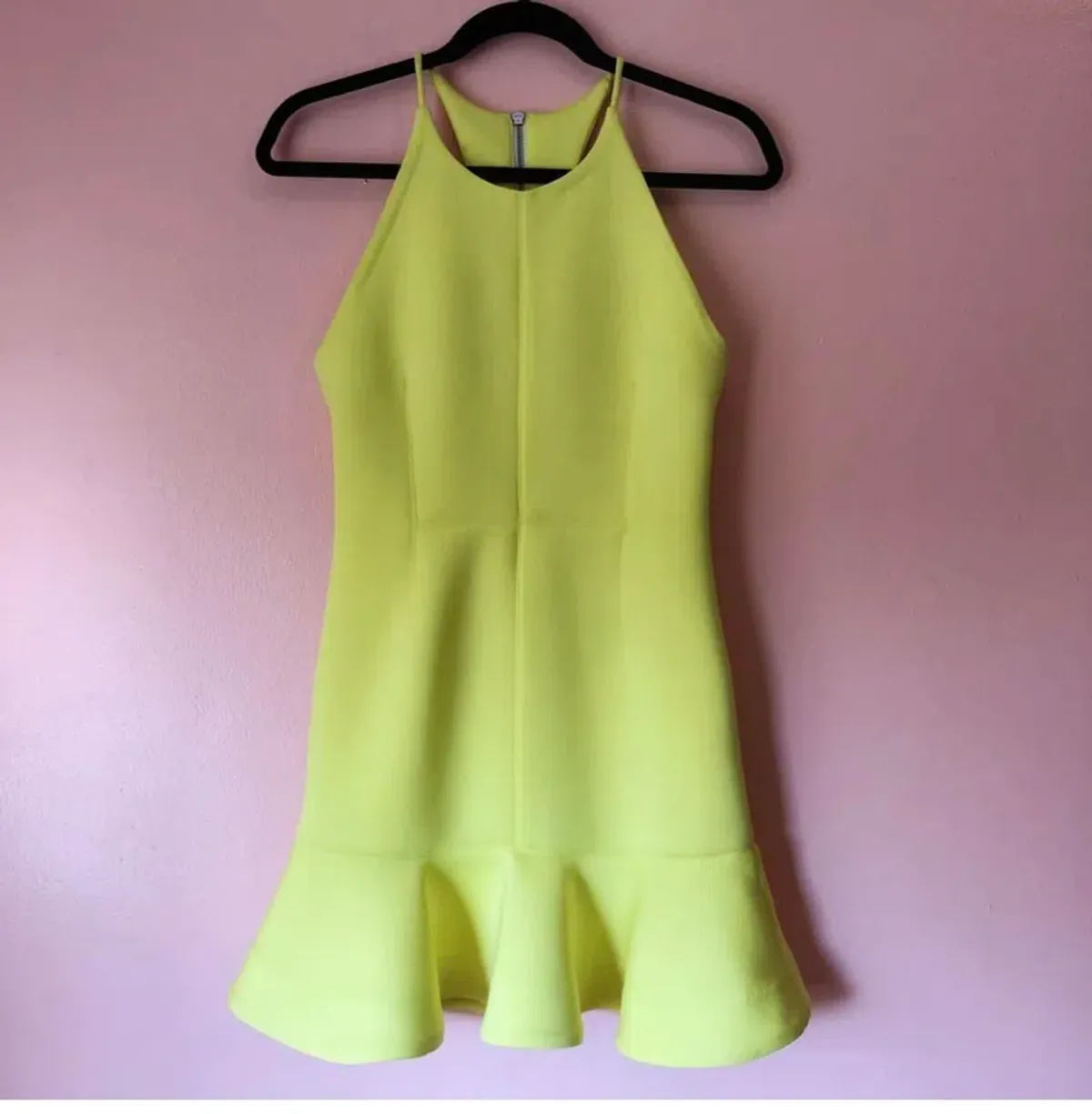 Shakuhachi Neon Yellow Neoprene Mini Dress Size  6 - Image 2