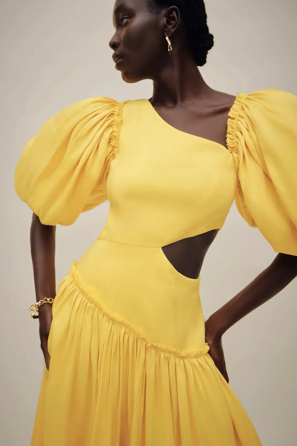 Aje Chateau Cut Out Midi Dress Sun Shower Yellow Size 10  - Image 4