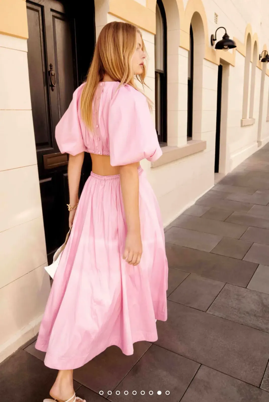 Aje Capucine Puff Sleeve Midi Dress Pink Size 6 / XS for rent on The Volte - main image