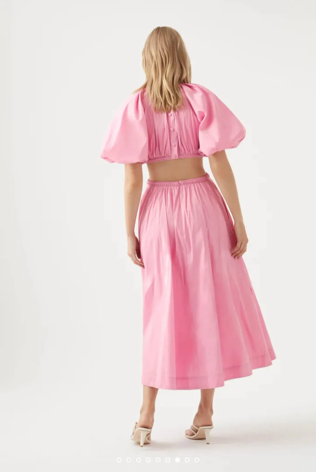 Aje Capucine Puff Sleeve Midi Dress Pink Size 6 / XS for rent on The Volte - main image
