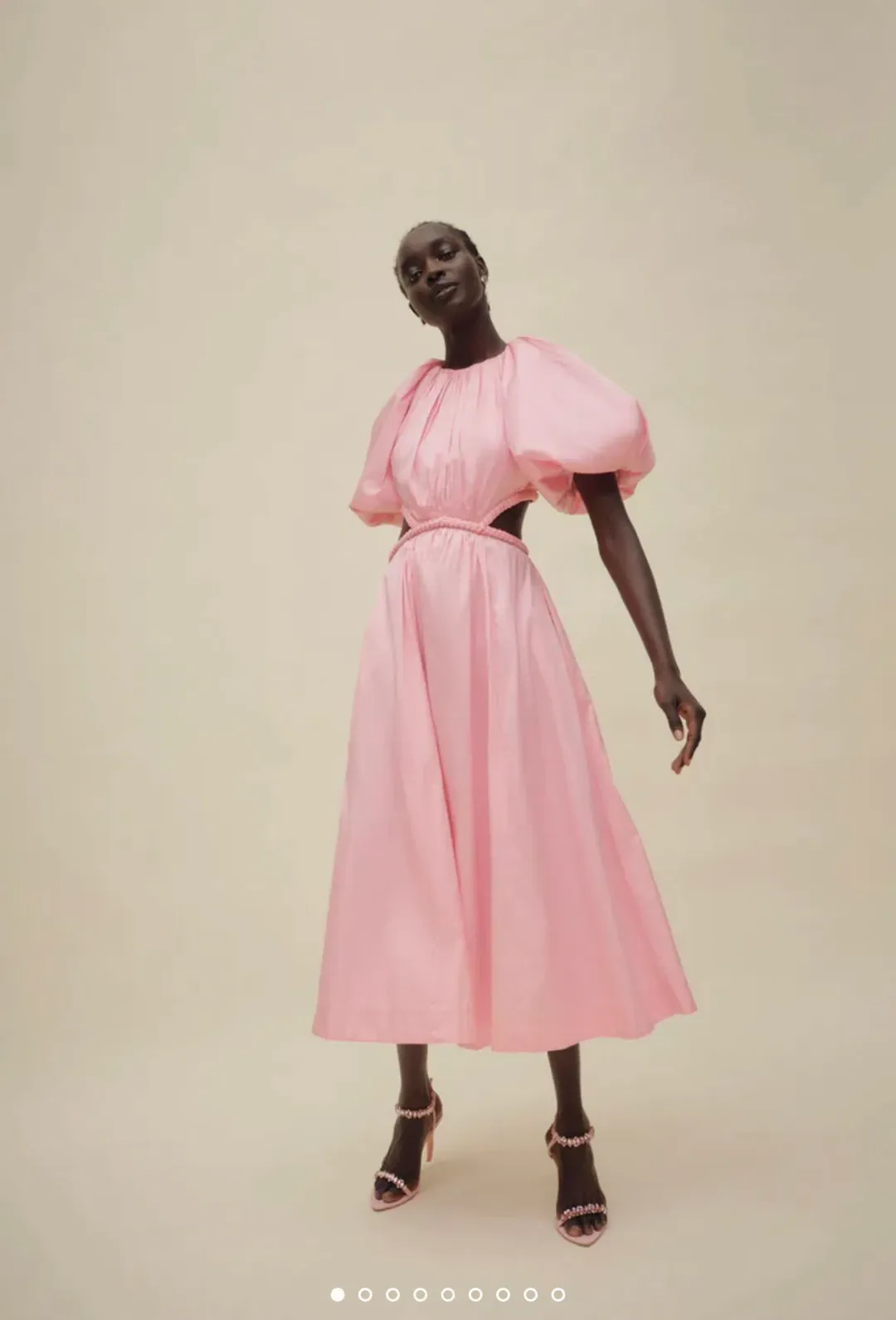 Aje Capucine Puff Sleeve Midi Dress Pink Size 6 / XS for rent on The Volte - main image