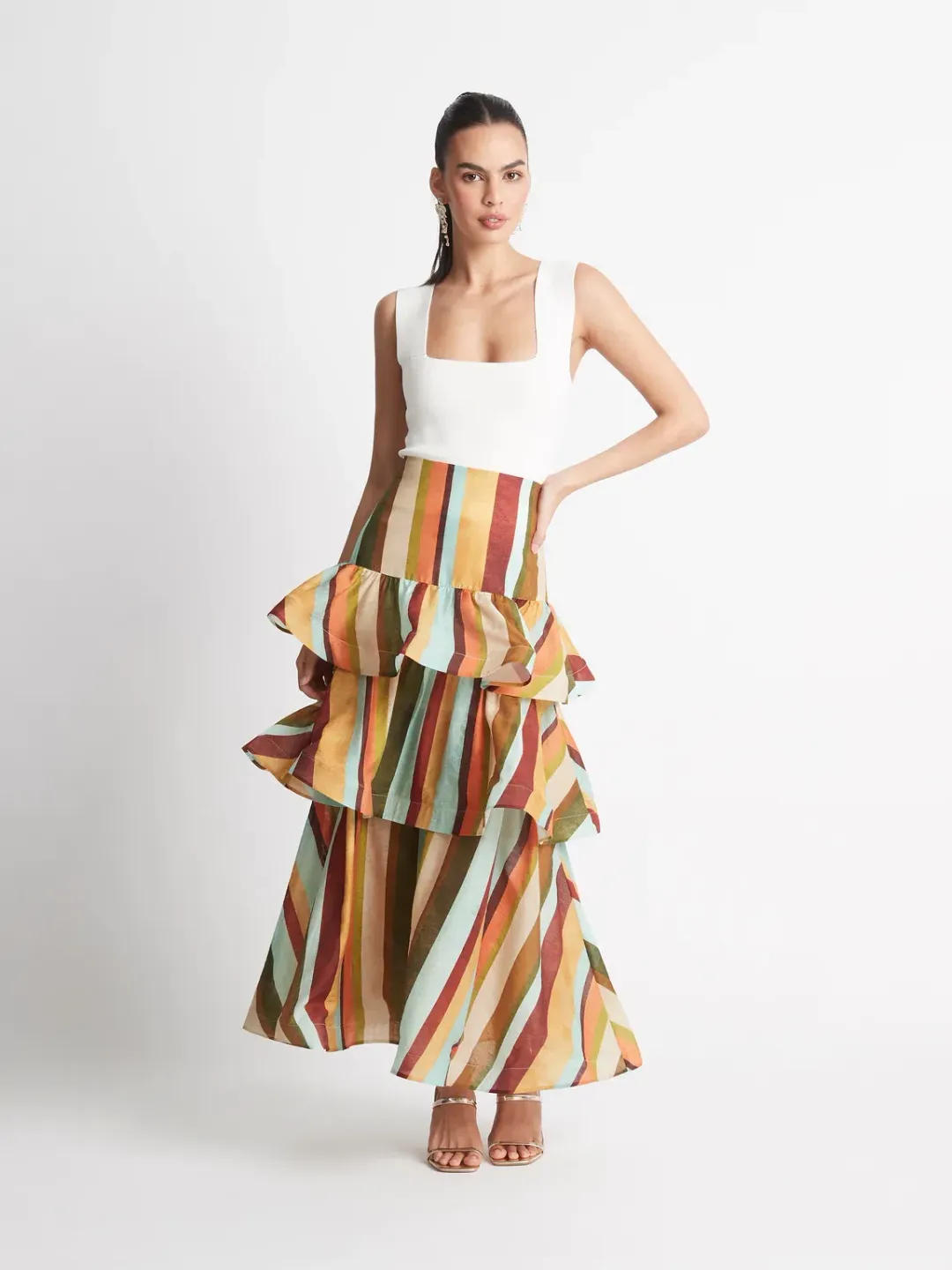 Shieke Lyon Stripe Skirt Multi Print Size 10 for rent on The Volte - main image