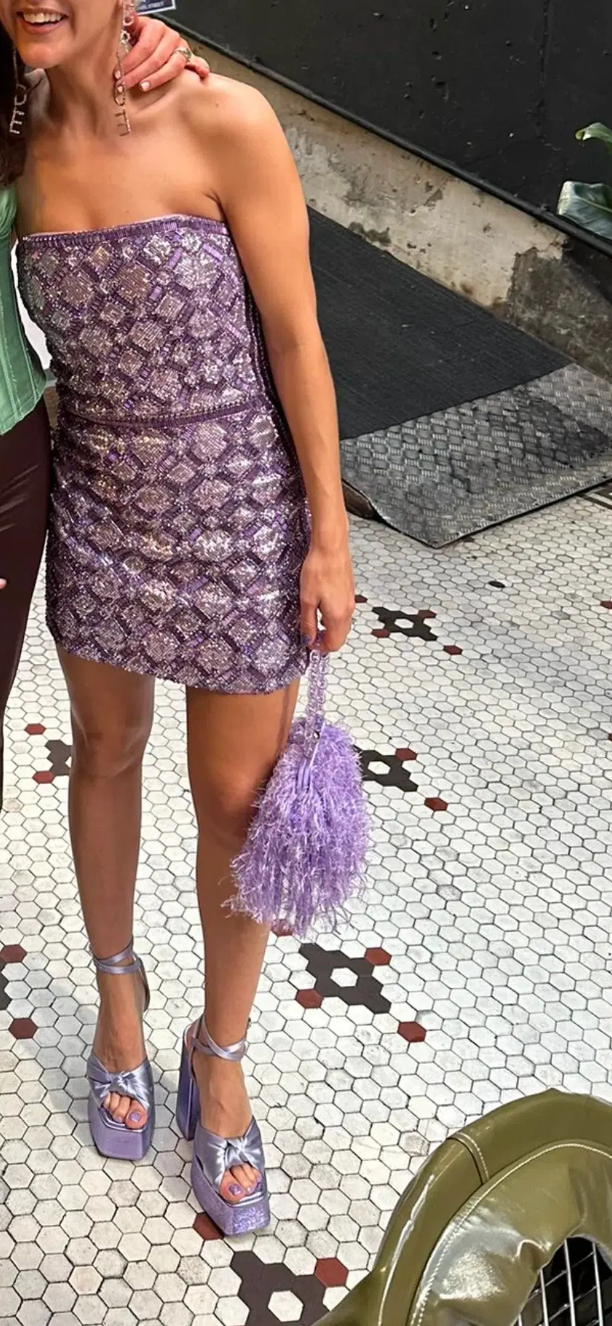 Retrofete ‘Heather’ Lilac Beaded Mini Dress - Image 6