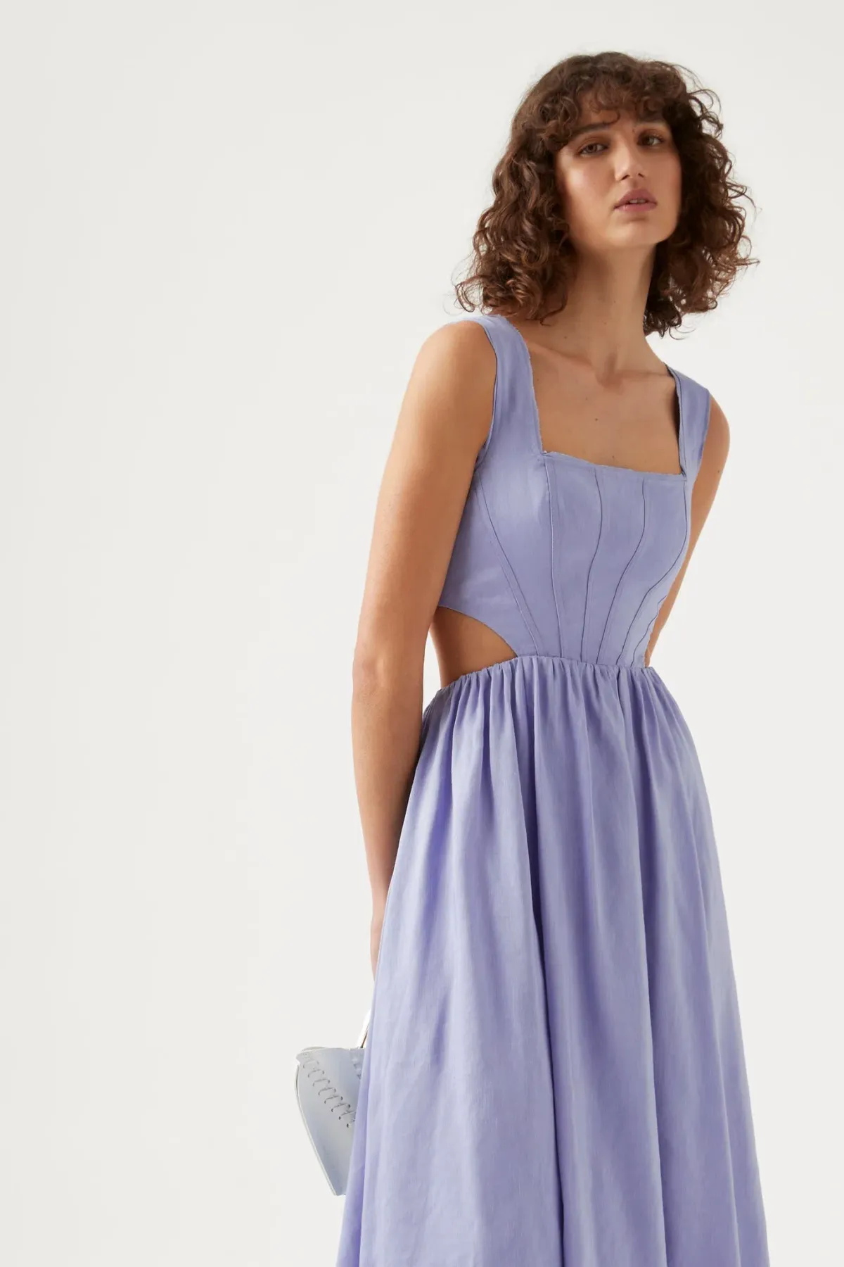 Aje Virginie Cut Out Midi Dress Cool Lavender Size 8 / S - Image 2