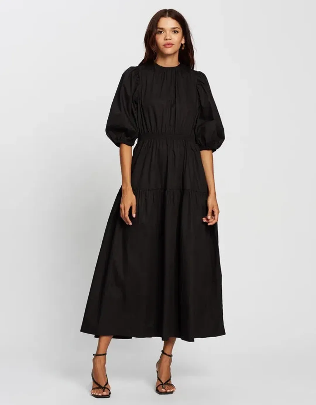 Aere Organic Cotton Poplin Midi Dress Black Size 8 for rent on The Volte - main image