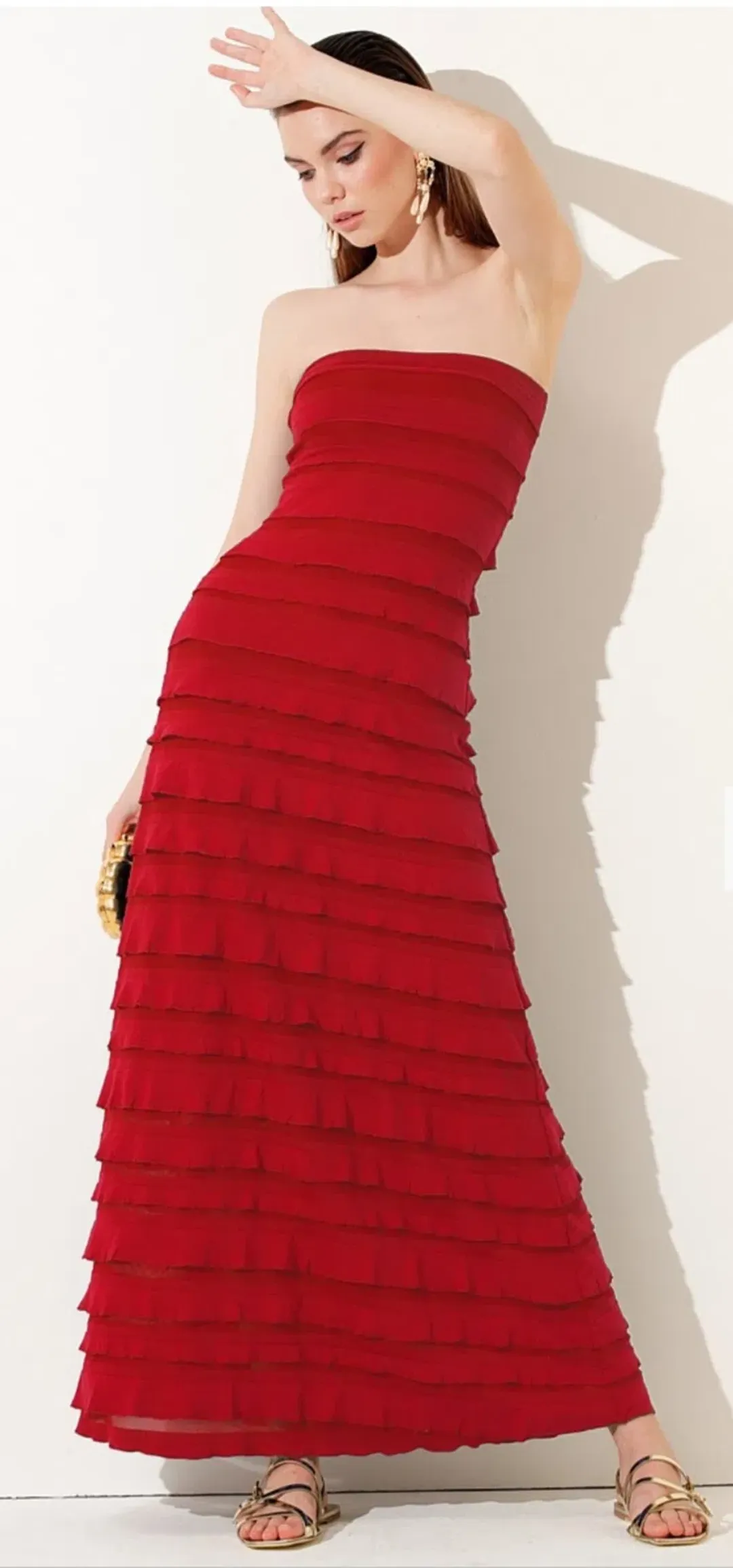 Sacha Drake Maddison Strapless Dress Red Size 14 for rent on The Volte - main image