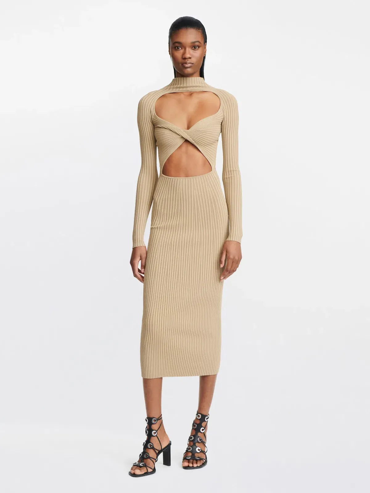 Dion lee Stripe Rib Twist Dress Beige Size 6 / XS - Image 2