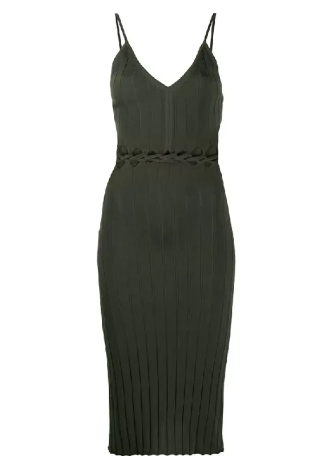 Dion Lee Braid Cami Midi Dress Olive Green Size XS / 6 for rent on The Volte - main image