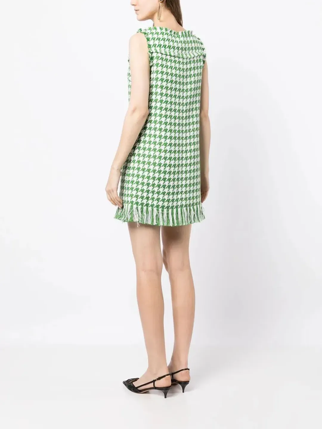 Leo Lin Blair Tweed Mini Dress in Emerald Size 8 for rent on The Volte - main image