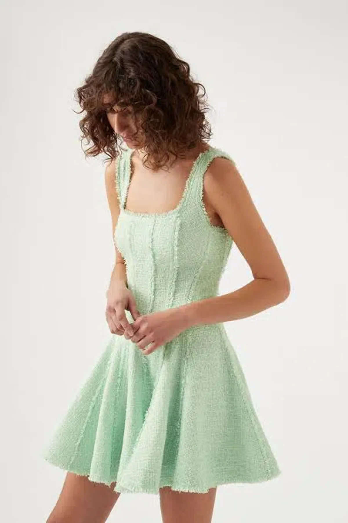 Aje Anais Boucle Mini Dress in Peppermint Green Size 8 / S - Image 2