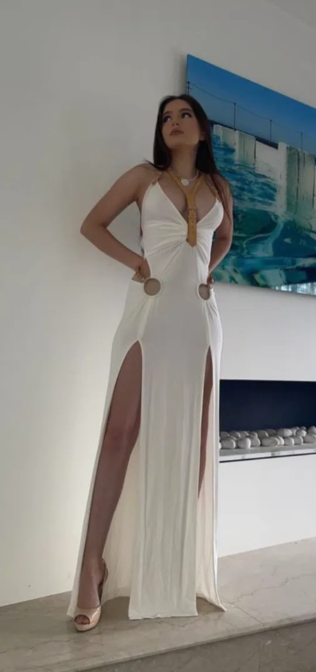 Dion Lee Bridle Gathered Dress White Size 6 / XS for rent on The Volte - main image