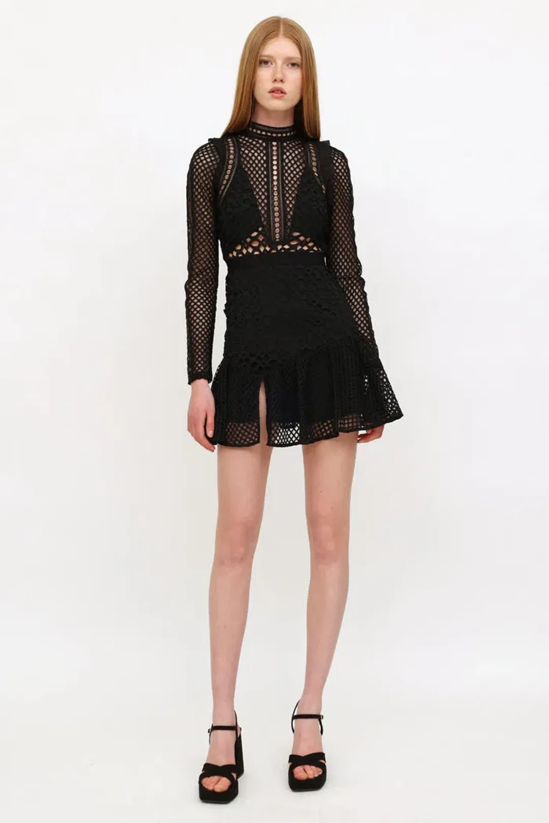 Self Portrait Hall Mini Dress Black Size 12 for rent on The Volte - main image