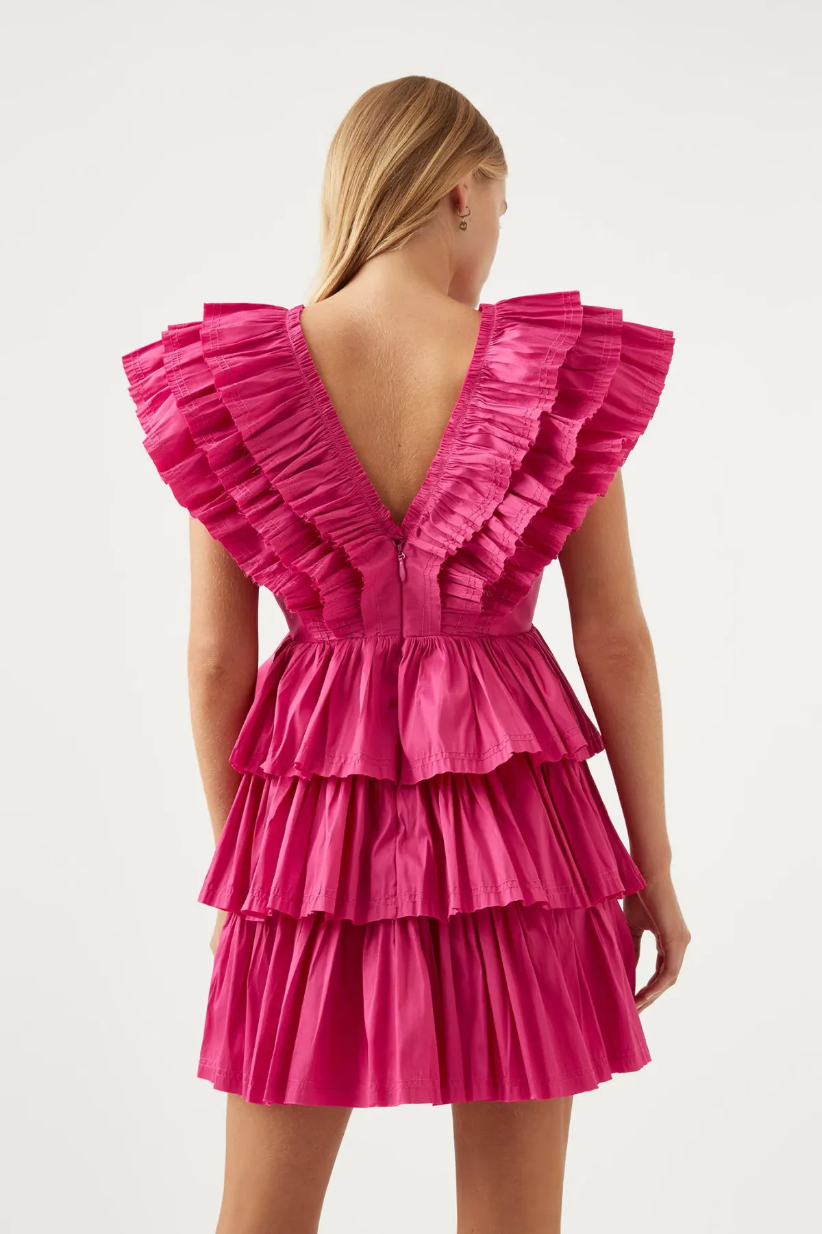 Aje Rhythmic Frilled Dress Pink Size 6 - Image 3