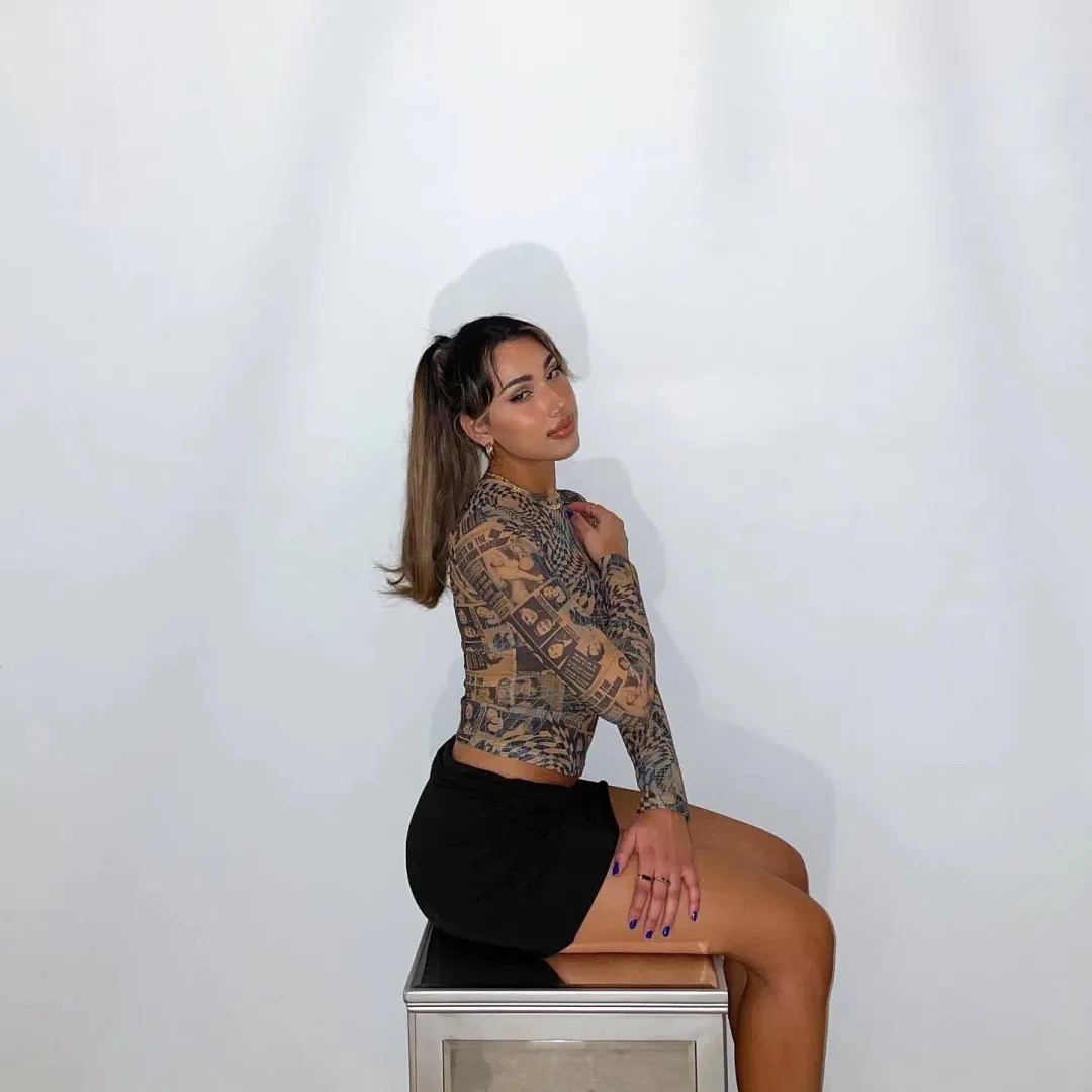 Miaou Wanted Long Sleeve Tee Print Size XS/Au 6 for rent on The Volte - main image