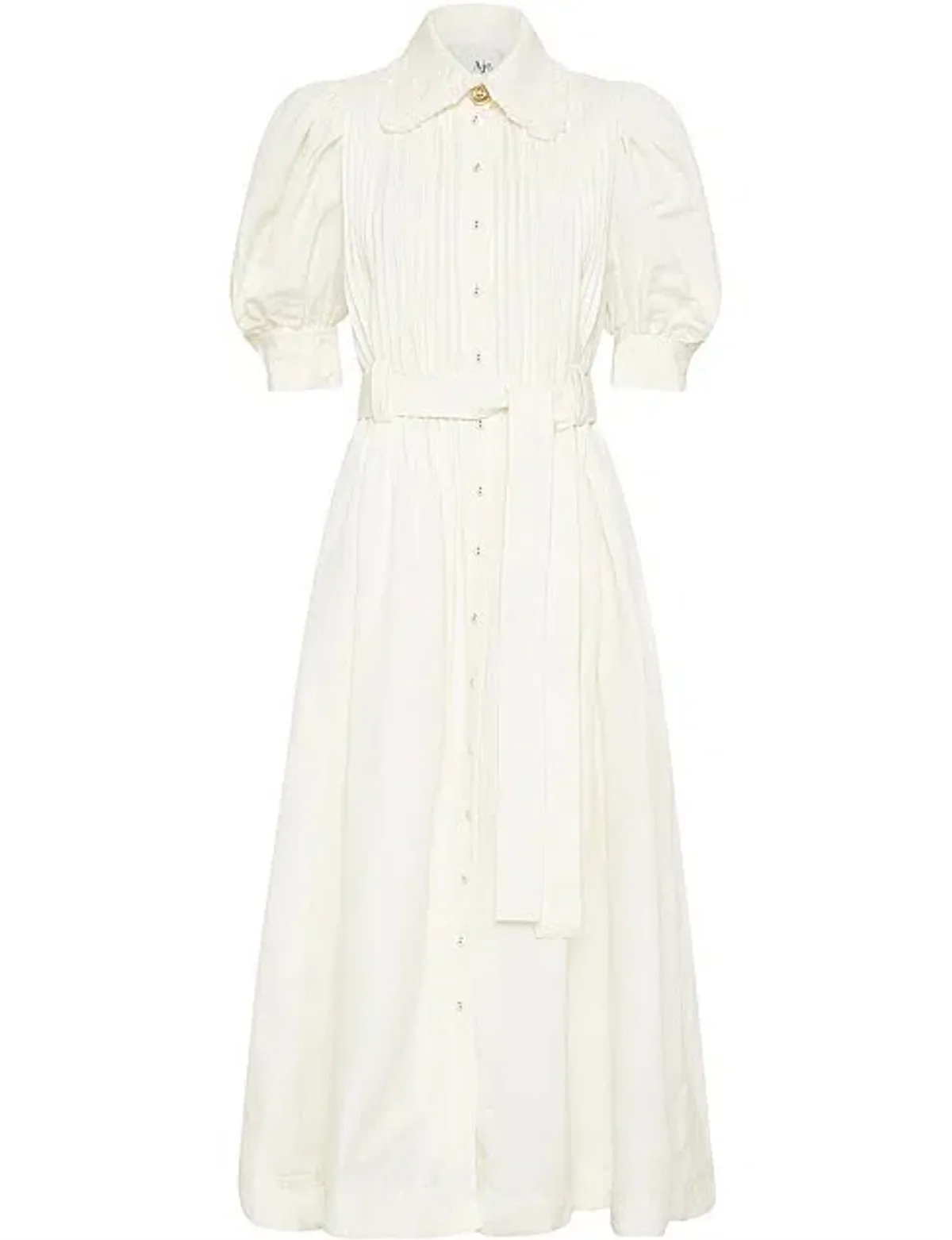Aje Madeleine Belted Midi Dress Ivory Size 6  - Image 3