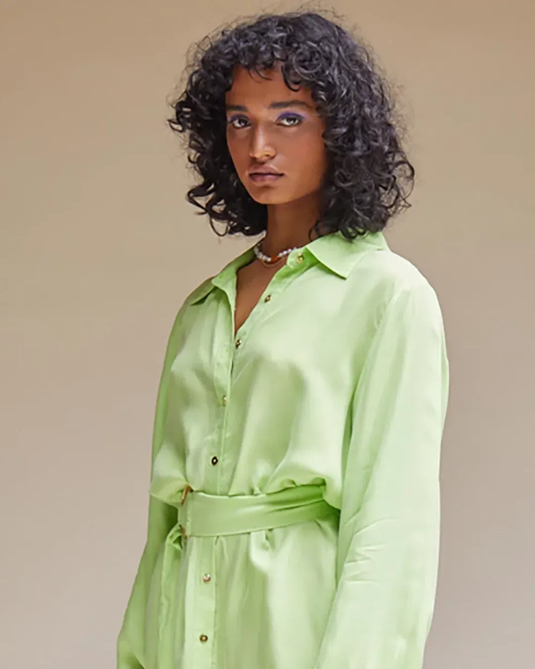 Suboo Sky Mini Shirt Dress in Green Size 12 for rent on The Volte - main image