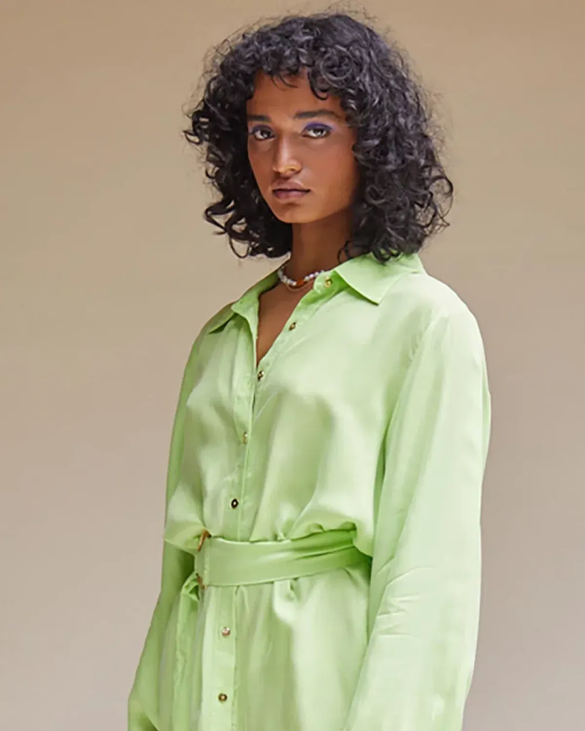 Suboo Sky Mini Shirt Dress in Green Size 12 - Image 2