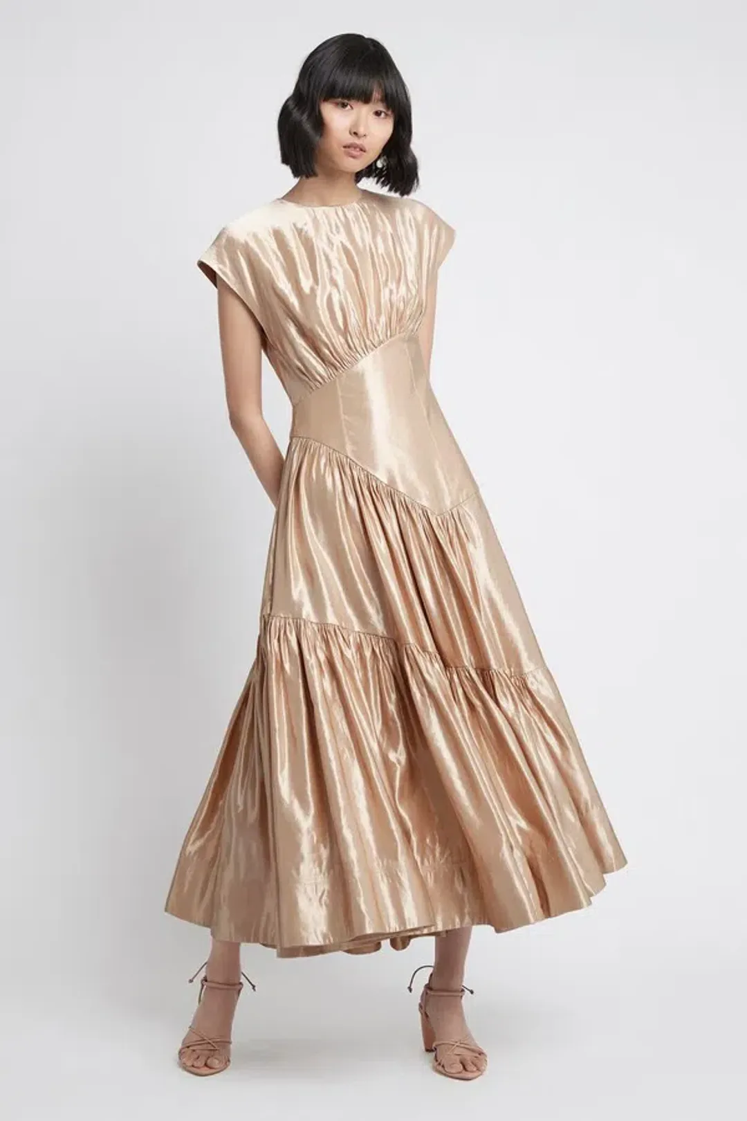 Aje Serendipity Reflection Midi Dress Champagne Size 8 / S for rent on The Volte - main image