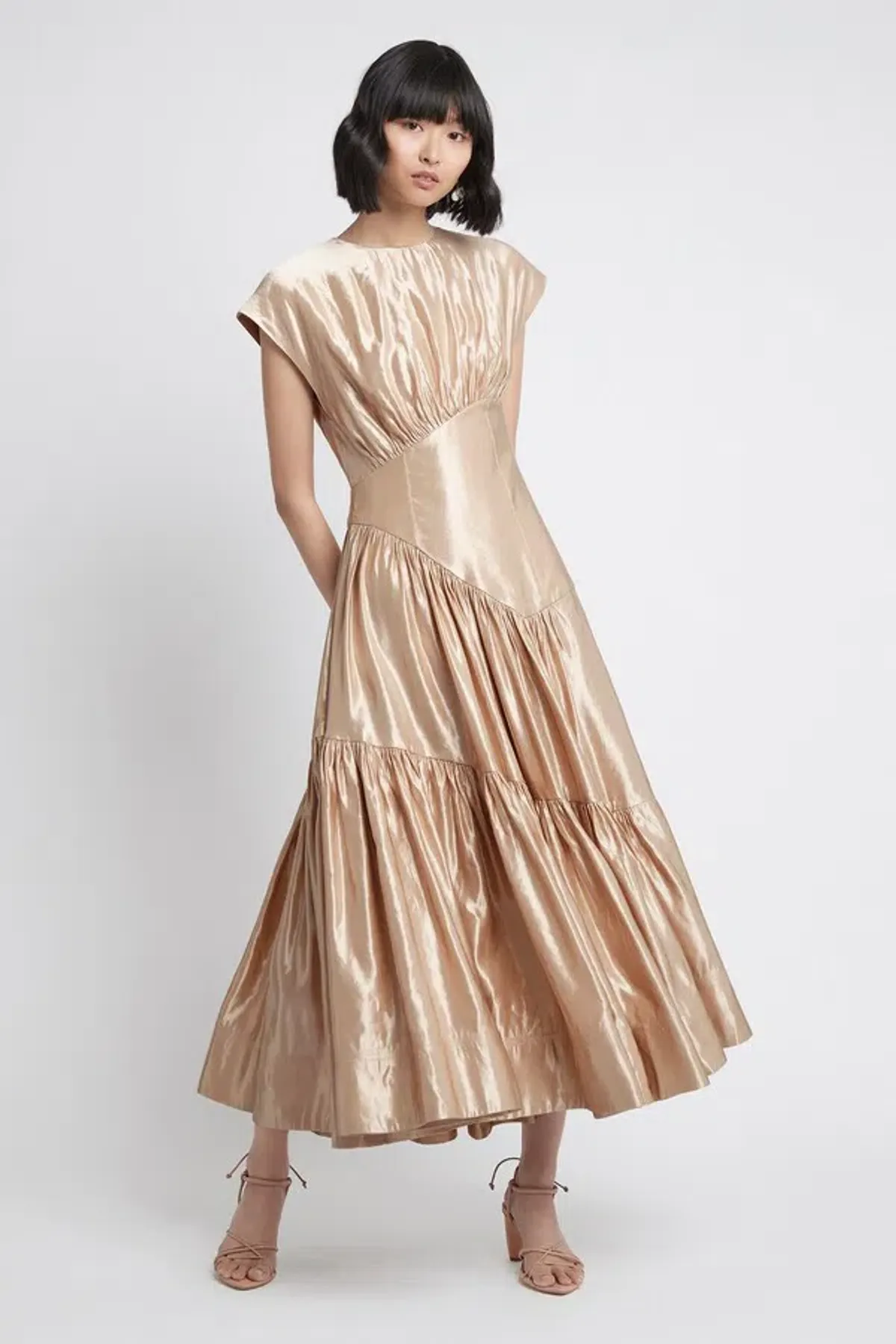 Aje Serendipity Reflection Midi Dress Champagne Size 8 / S - Image 1