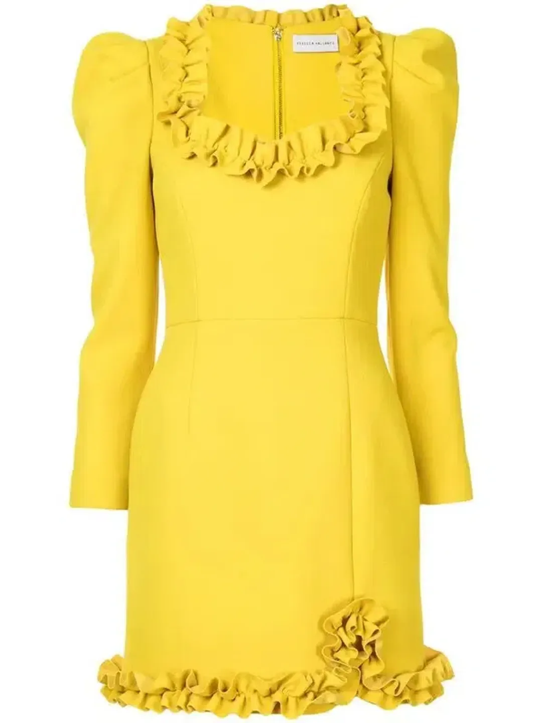 Rebecca Vallance Baci Long Sleeve Mini Dress Yellow Size 12 for rent on The Volte - main image