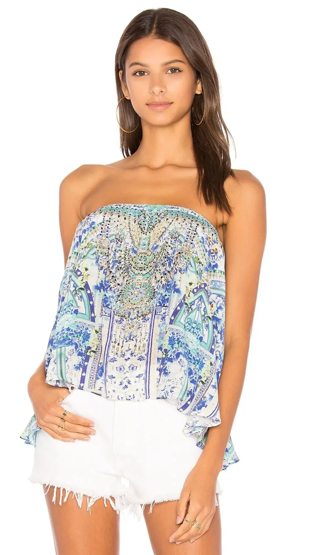 Camilla Porcelain Paradise Strapless Top Size 10 for rent on The Volte - main image