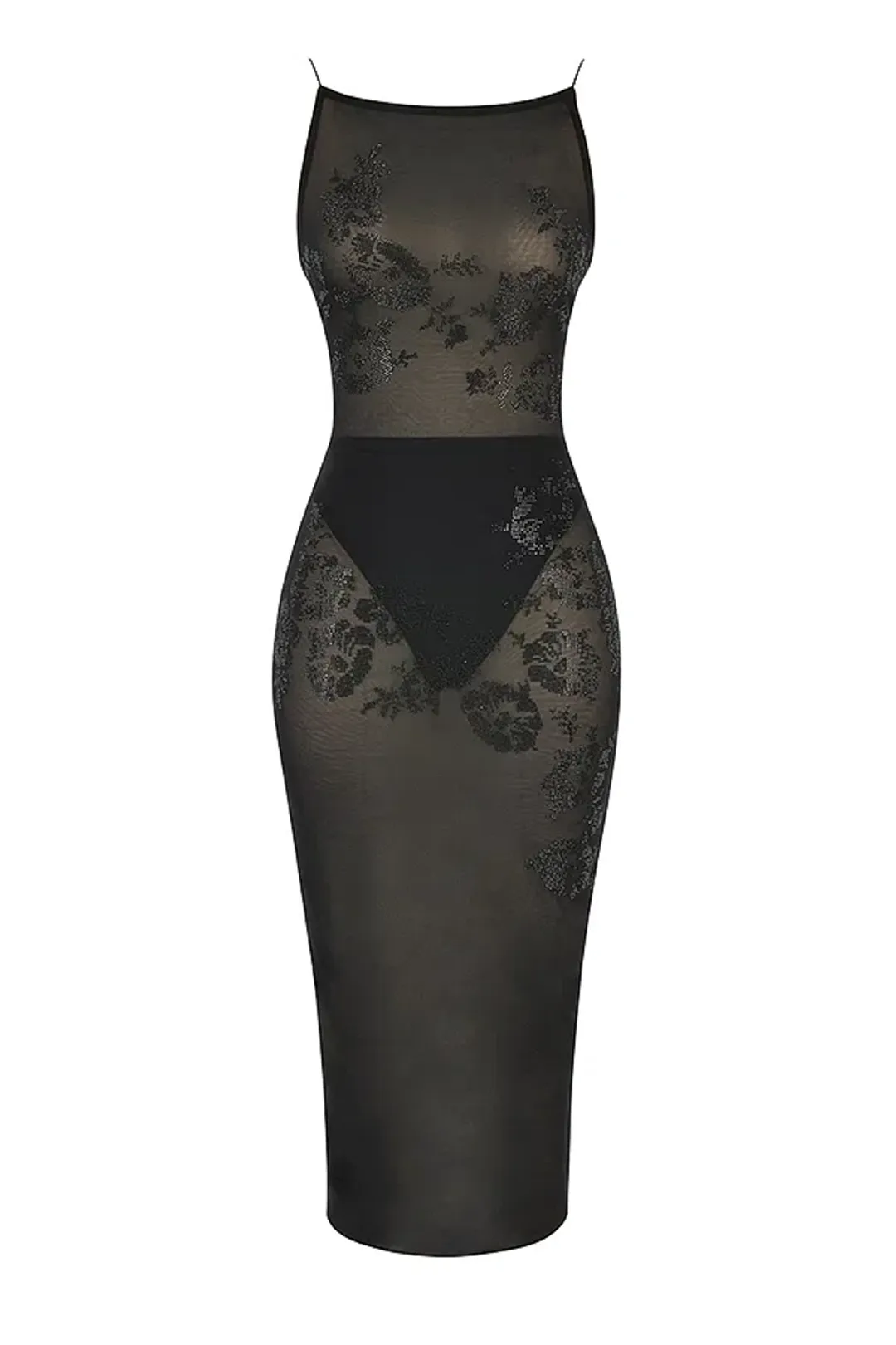 House of CB Amirah Mesh Crystal Embellished Midi Dress Black Size XS / Au 6 for rent on The Volte - main image