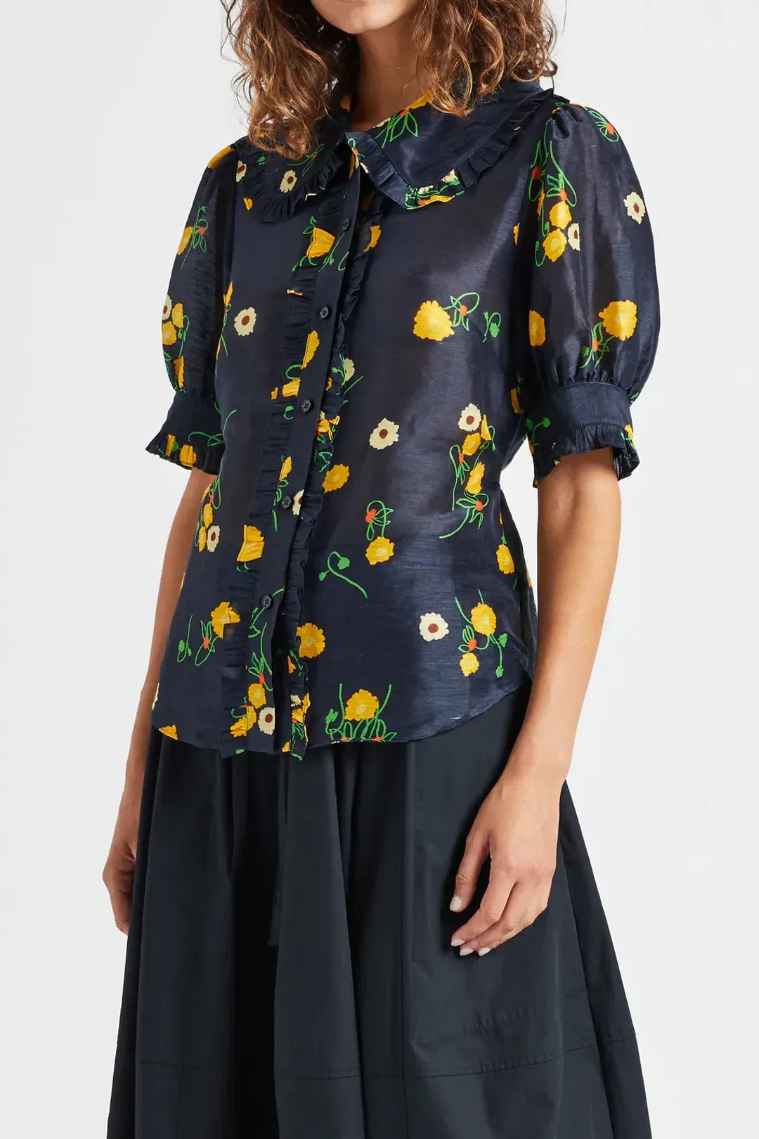 Lee Mathews Ketty Blouse in Navy Floral Size 1/Au 8 for rent on The Volte - main image