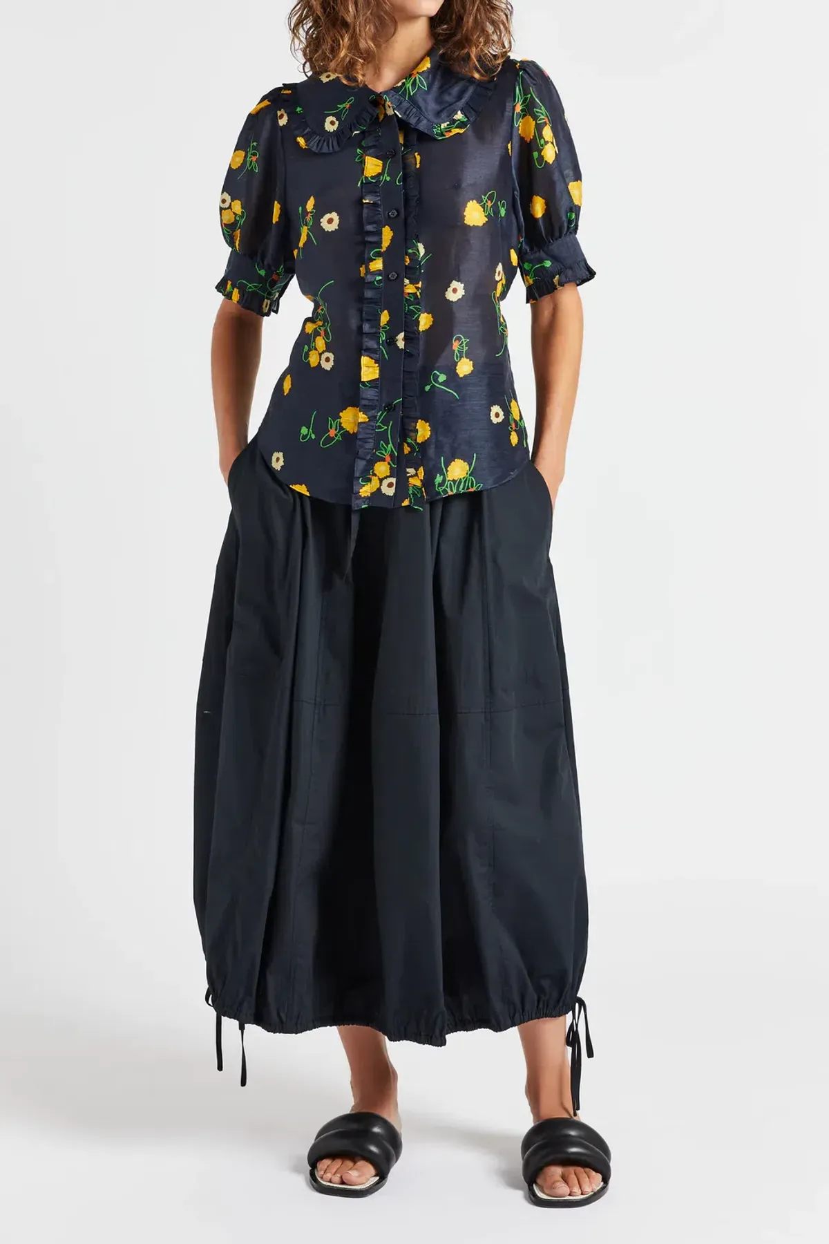 Lee Mathews Ketty Blouse in Navy Floral Size 1/Au 8 - Image 1