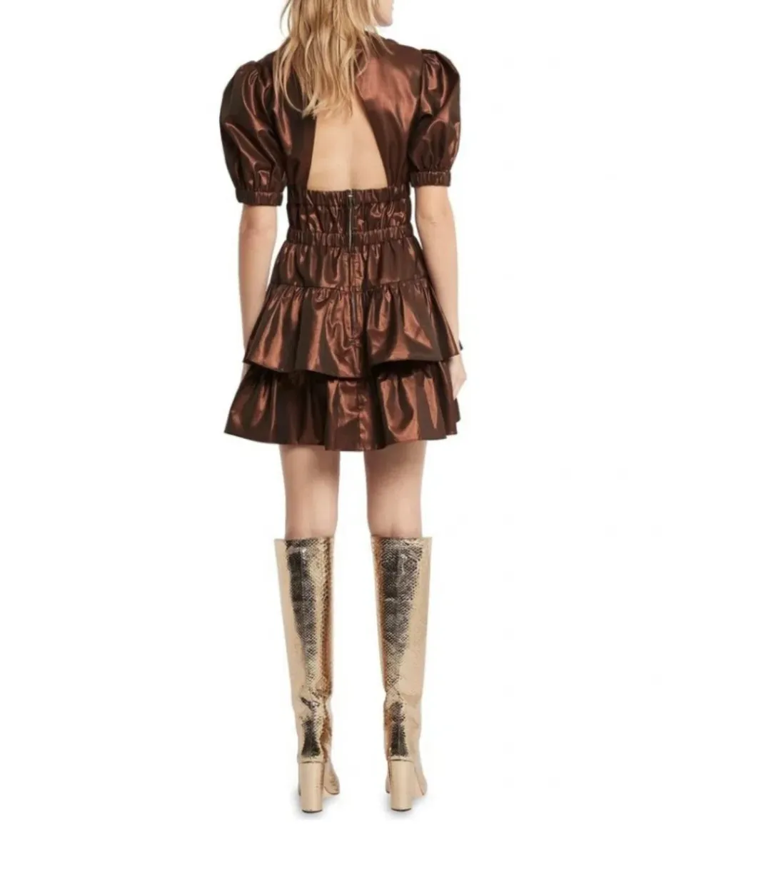 Sass & Bide Free Falling Mini Dress Brown Size 8 for rent on The Volte - main image