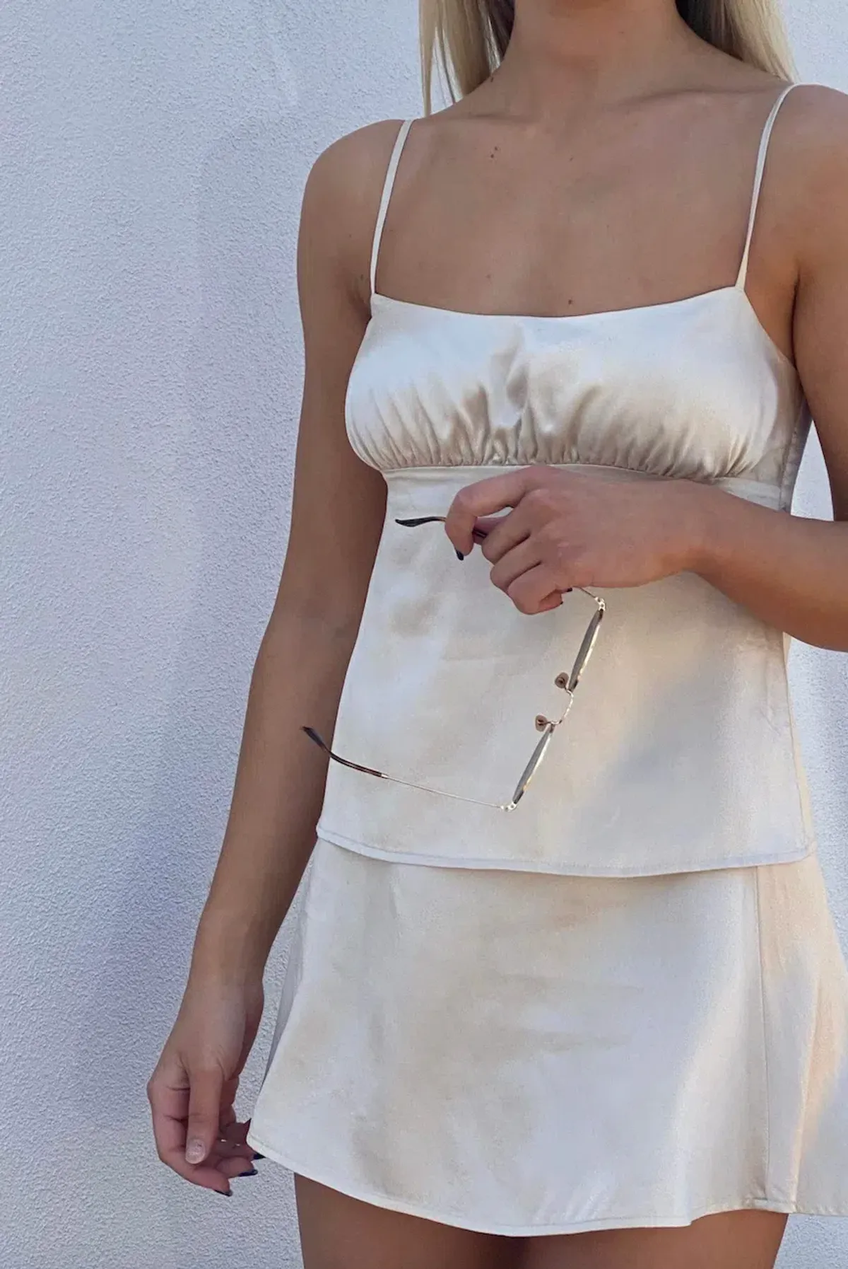 I Dream For You Champagne Silk Cami & Wave Silk Skirt Set Cream Size XS-S/AU 6 - Image 8